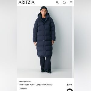 Aritzia Navy Super Puff Long Coat